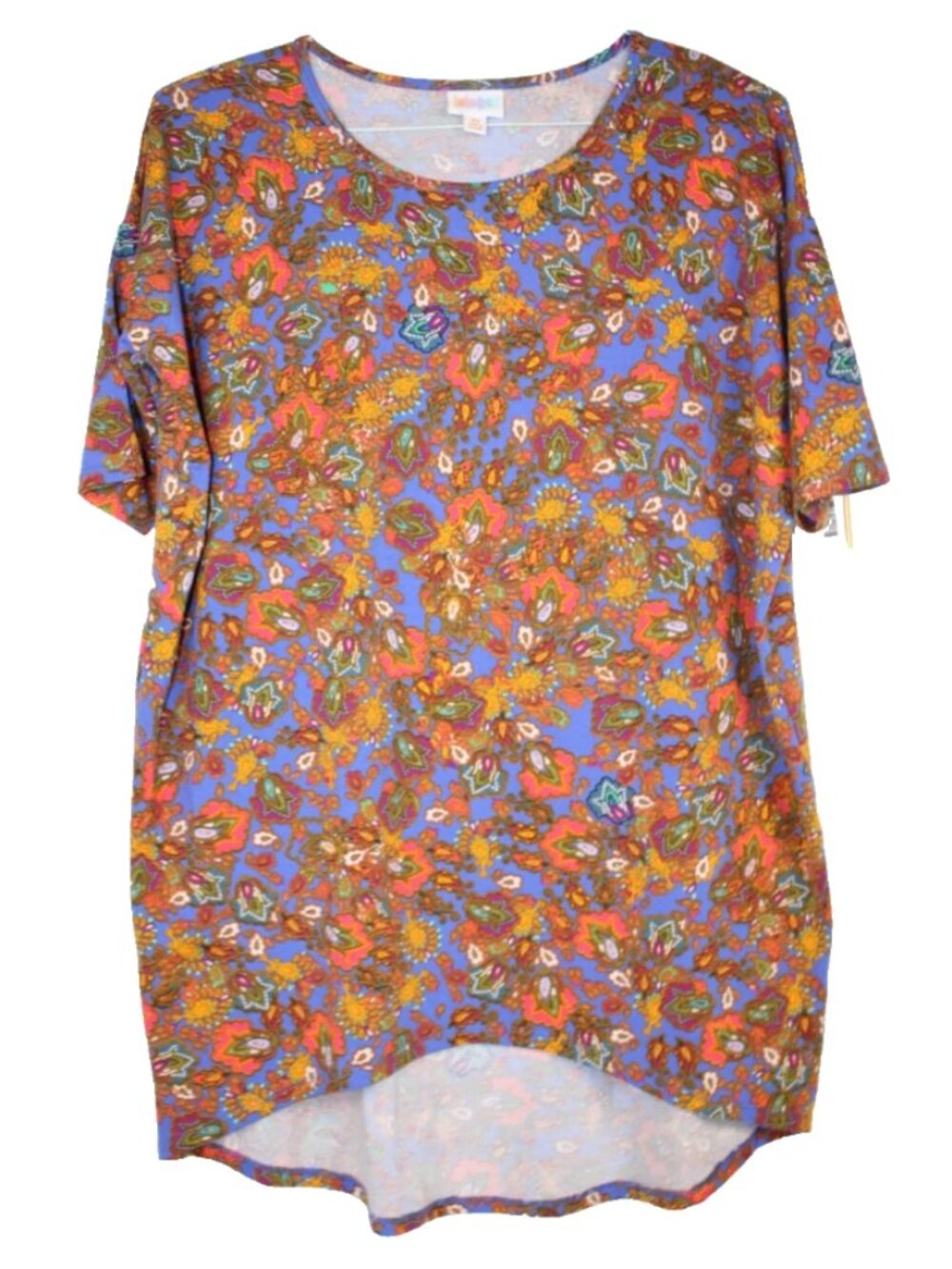 LuLaRoe IRMA T Shirt Women's Top Short Sleeves NWT Size XS Paisley Floral Blue
